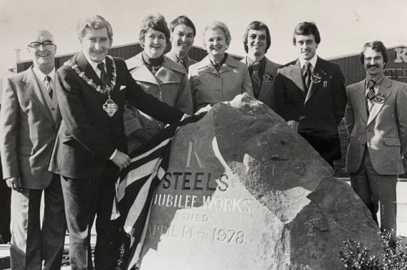 From left to right: Harold Kay, Mayor of Rossendale David J. Tennant, Mayoress Madge Tennant, Maurice Kay, Ruth Kay (wife of Harold), Stephen Kay, David Swindlehurst and Michael Kay